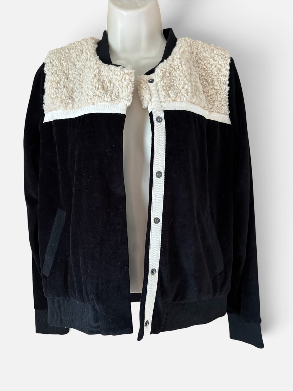 Gimmicks Sherpa Velour Sweater Bomber Jacket Size S